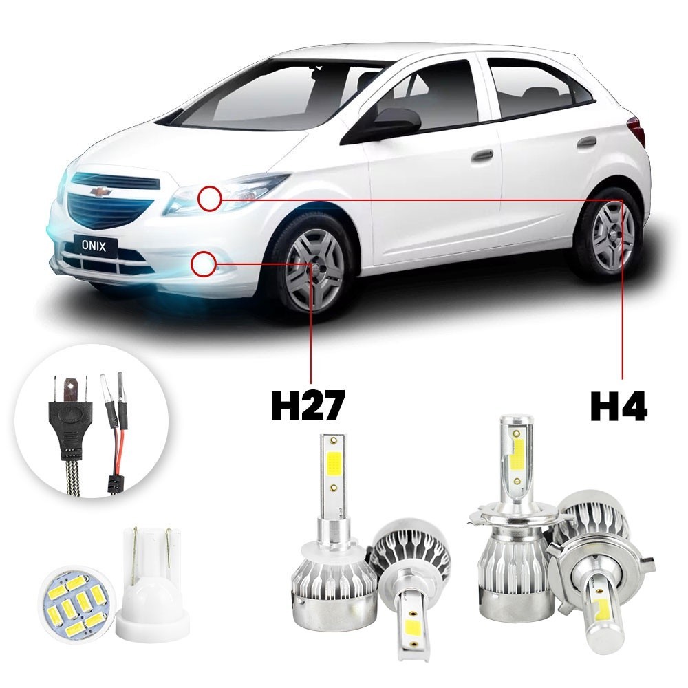 Kit Lampadas Led Chevrolet Onix e Onix Joy 2012 A 2020 H4 Alto e Baixo h27 Milha em Oferta na Shopee