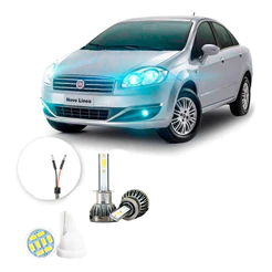 Ultra Led Nano 22000lm Fiat Linea 2007-2016 Farol Milha H1
