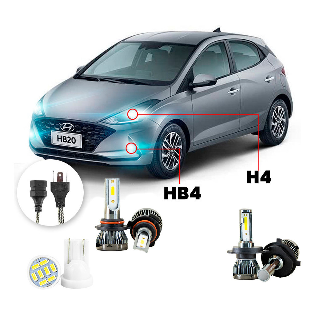 Ultra Led Nano 22000lm Hyundai Hb20 2020-2022 H4 Hb4 em Oferta na Shopee