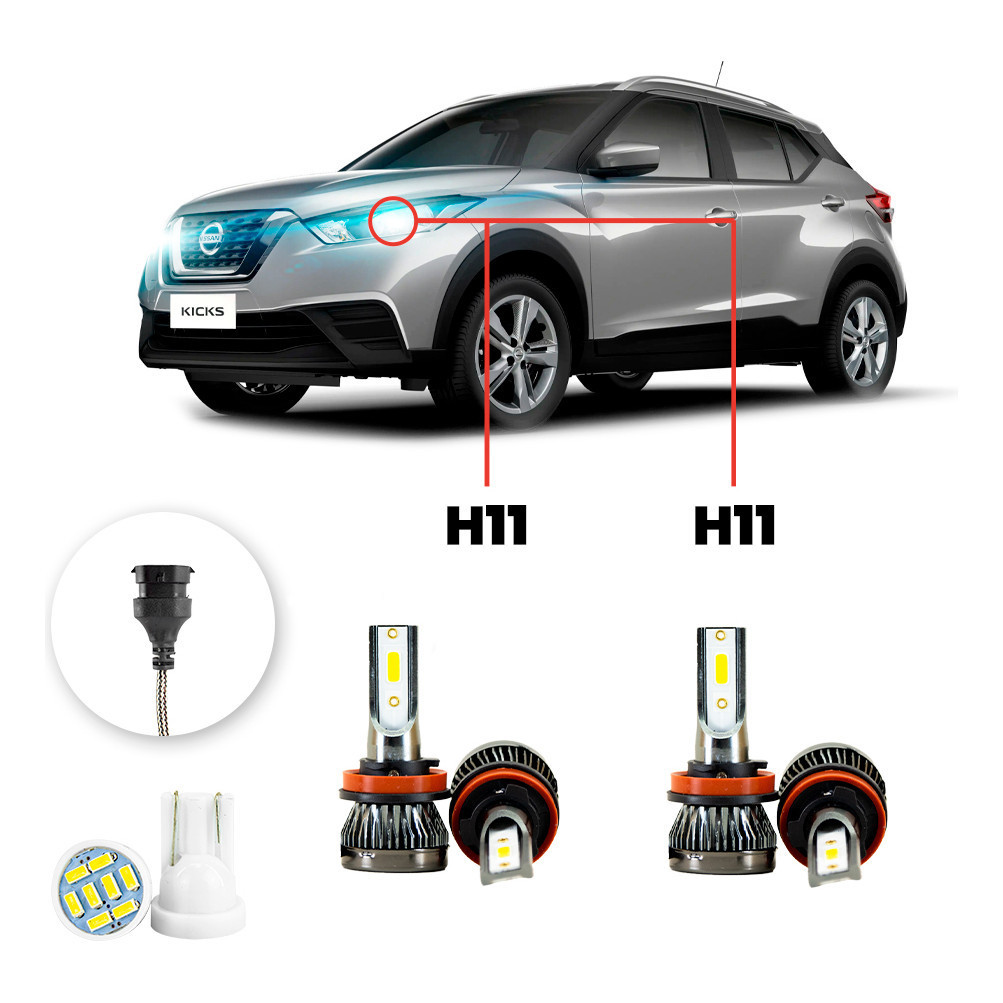 Ultra Led Nano 22000lm Nissan Kicks 2017-2021 Alto E Baixo em Oferta na Shopee