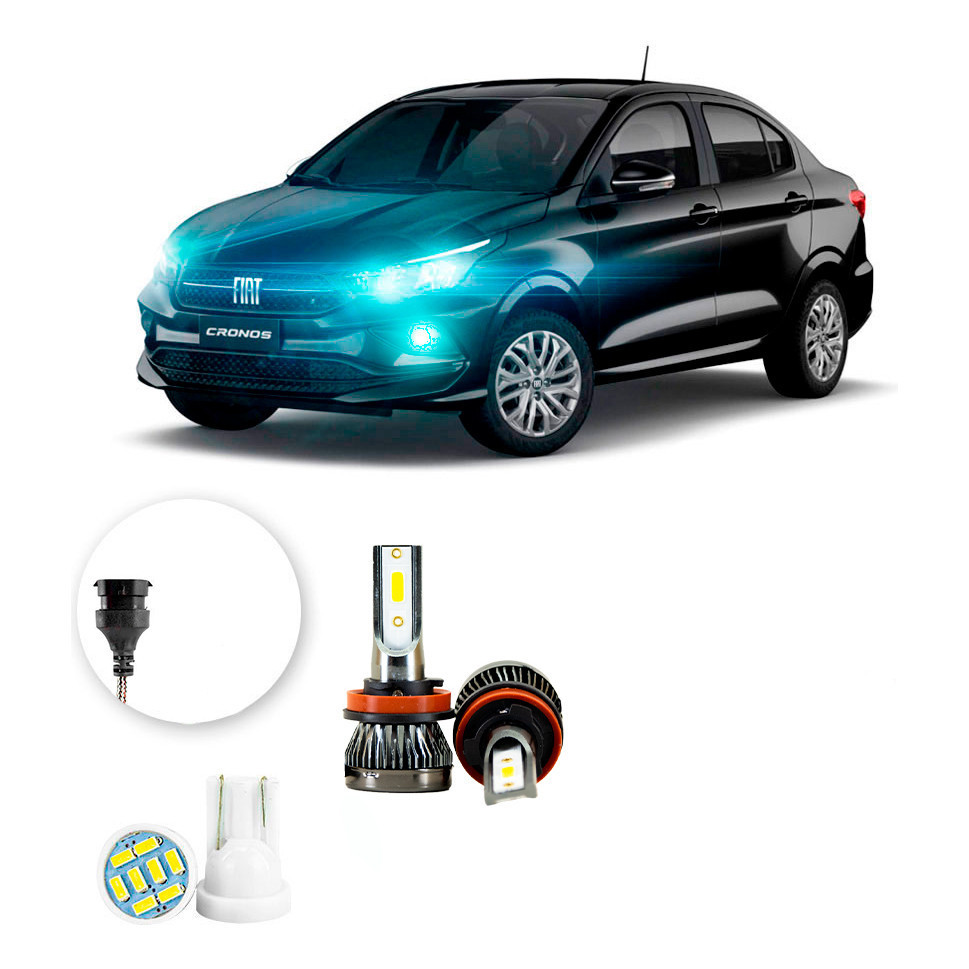 Ultra Led Nano 22000lm Fiat Cronos 2017-2021 Farol Milha H11