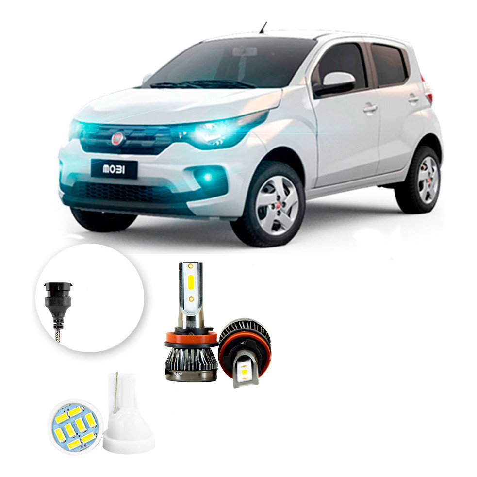 Ultra Led Nano 22000lm Fiat Mobi 2016-2021 Farol Milha H8