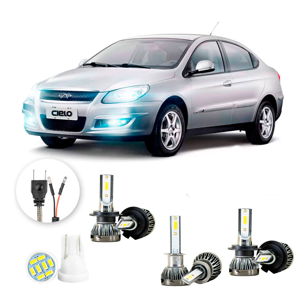 Ultra Led Nano 22000lm Chery Cielo 2011-12 Alto Baixo Milha