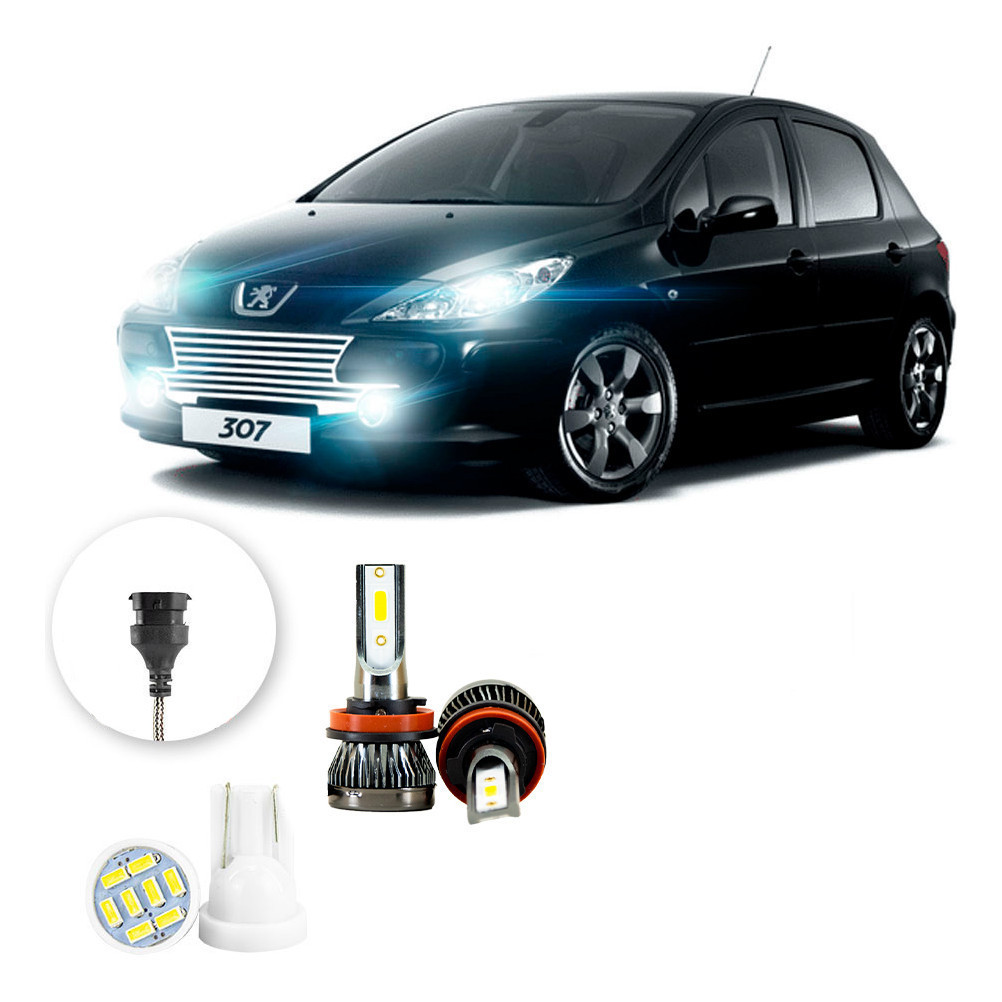 Ultra Led Nano 22000lm Peugeot 307 2001-2007 Farol Milha em Oferta na Shopee