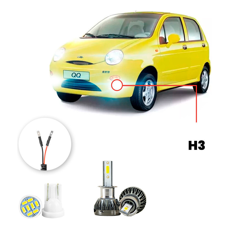 Ultra Led Nano 22000lm Chery Qq 2011-2014 Farol De Milha em Oferta na Shopee