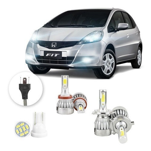 Lâmpadas Ultra Led Honda Fit 20000lm Alto Baixo e Milha + Pingo Led em Oferta na Shopee