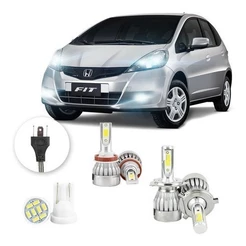 Lâmpadas Ultra Led Honda Fit 20000lm Alto Baixo e Milha + Pingo Led
