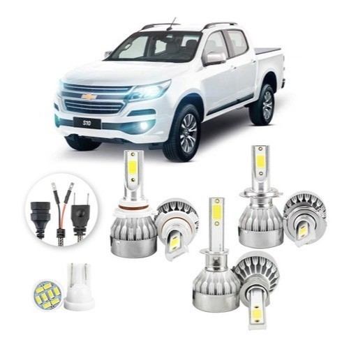 Lâmpadas Ultra Led Chevrolet S10 20000lm Alto Baixo e Milha + Pingo Led