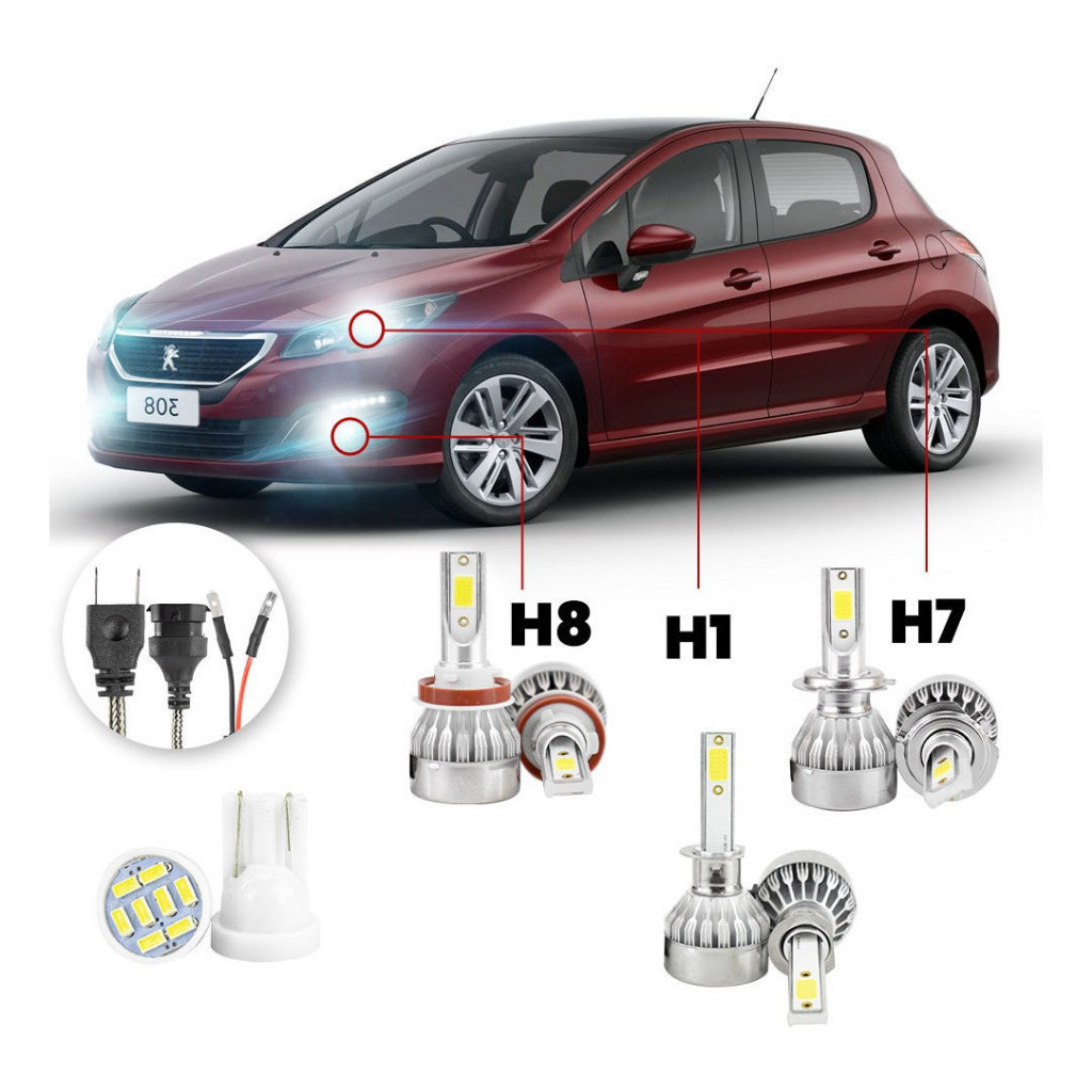 Lampadas Led Peugeot 308 2016 A 2020 H8 H1 H7 20000lm