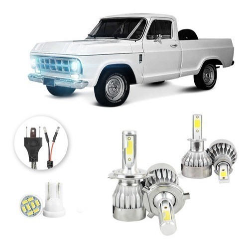 Lâmpadas Ultra Led Chevrolet D10 - D20 20000lm Alto Baixo e Milha + Pingo Led