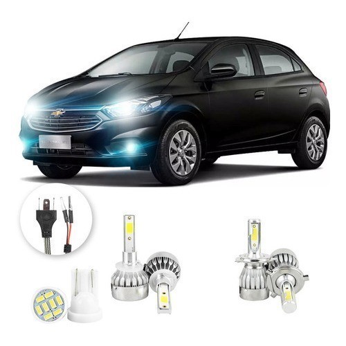 Lâmpadas Ultra Led Chevrolet Onix 20000lm Alto Baixo e Milha + Pingo Led em Oferta na Shopee