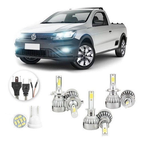 Lâmpadas Ultra Led Volkswagen Saveiro G7 20000lm Alto Baixo e Milha + Pingo Led em Oferta na Shopee