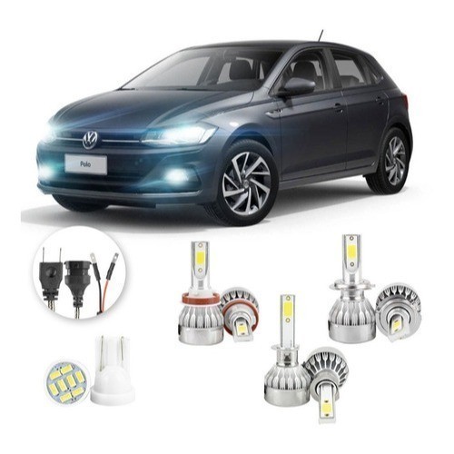 Lâmpadas Ultra Led Volkswagen Polo 20000lm Alto Baixo e Milha + Pingo Led em Oferta na Shopee