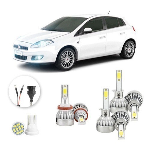 Lâmpadas Ultra Led Fiat Bravo 20000lm Alto Baixo e Milha + Pingo Led em Oferta na Shopee