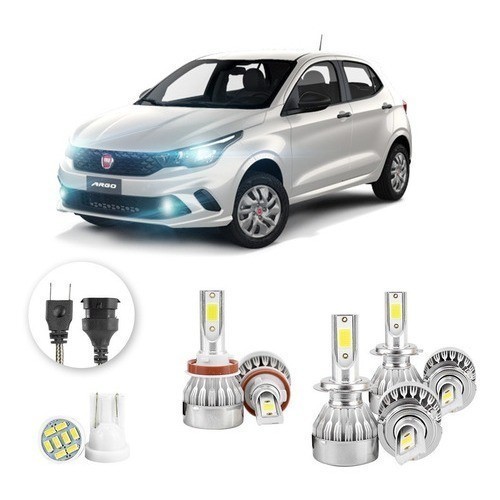 Lâmpadas Ultra Led Fiat Argo 20000lm Alto Baixo e Milha + Pingo Led em Oferta na Shopee
