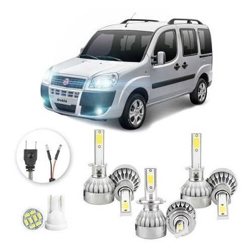 Lâmpadas Ultra Led Fiat Doblo 20000lm Alto Baixo e Milha + Pingo Led em Oferta na Shopee