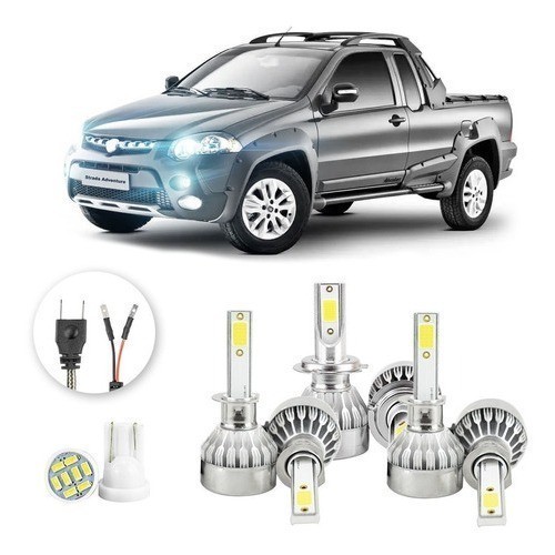 Lâmpadas Ultra Led Fiat Strada 20000lm Alto Baixo e Milha + Pingo Led em Oferta na Shopee
