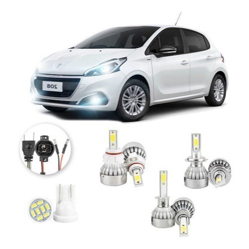 Lâmpadas Ultra Led Peugeot 208 20000lm Alto Baixo e Milha + Pingo Led em Oferta na Shopee