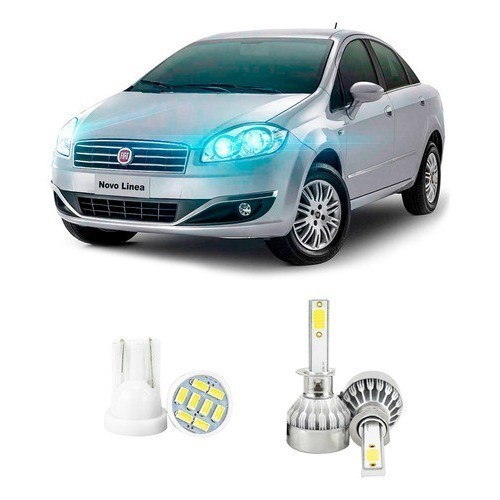 Lâmpadas Ultra Led Fiat Linea 20000lm Alto Baixo e Milha + Pingo Led em Oferta na Shopee