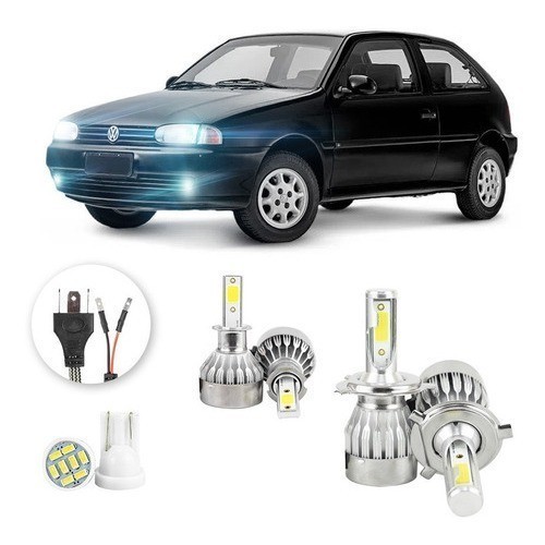 Lâmpadas Ultra Led Volkswagen Gol G2 20000lm Alto Baixo e Milha + Pingo Led
