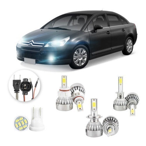 Lâmpadas Ultra Led Citroen C4 Pallas 20000lm Alto Baixo e Milha + Pingo Led