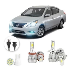 Lâmpadas Ultra Led Nissan Versa 20000lm Alto Baixo e Milha + Pingo Led