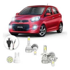 Lâmpadas Ultra Led Kia Picanto 20000lm Alto Baixo e Milha + Pingo Led