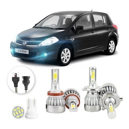 Lâmpadas Ultra Led Nissan Tiida 20000lm Alto Baixo e Milha + Pingo Led em Oferta na Shopee