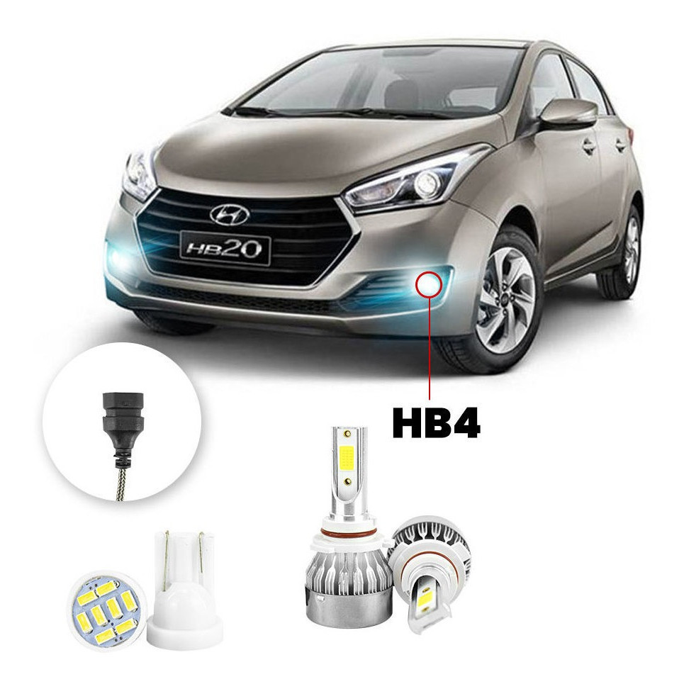 Lampada Farol Milha Led Hyundai Hb20 2016 A 2019 Hb4 20000lm