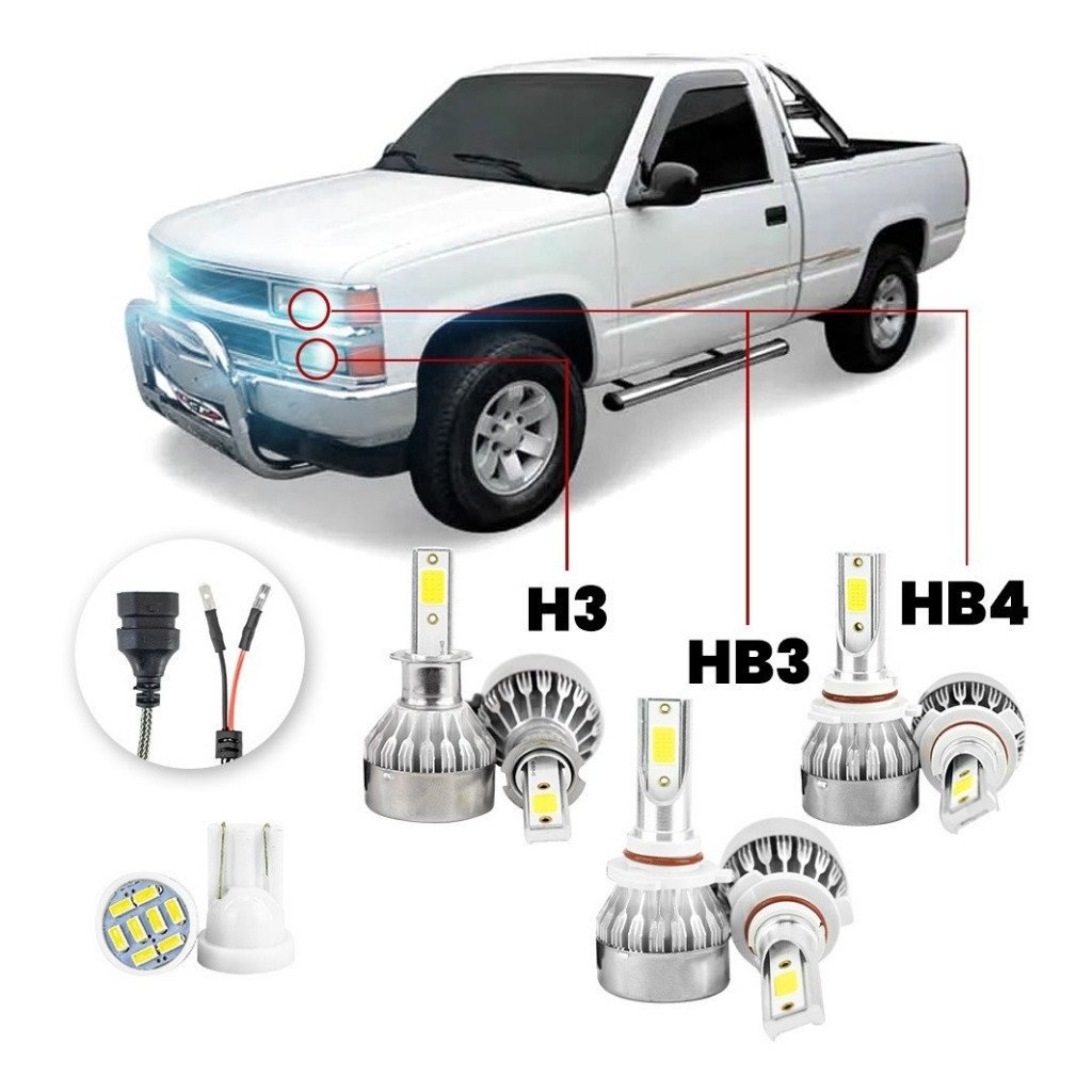 Lampadas Led Chev. Silverado 1997 A 2001 H3 Hb3 Hb4 20000lm