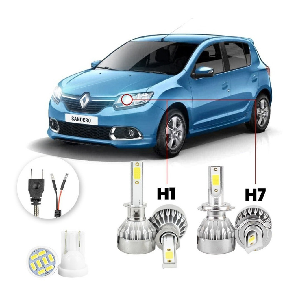 Kit Lampadas Led Renault Sandero 2015 A 2020 H1 H7 20000lm