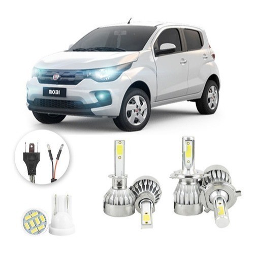 Lâmpadas Ultra Led Fiat Mobi 20000lm Alto Baixo e Milha + Pingo Led em Oferta na Shopee