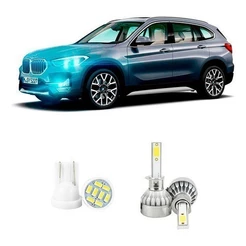 Lâmpadas Ultra Led Bmw X1 20000lm Alto Baixo e Milha + Pingo Led