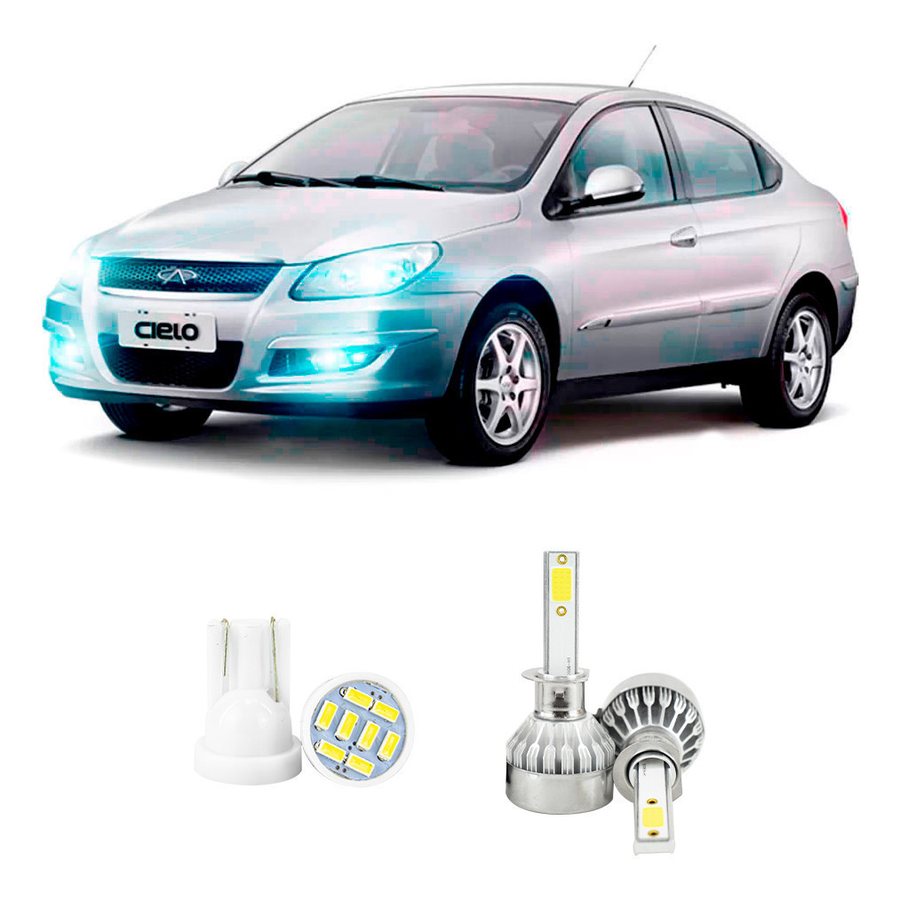 Lampada Led Farol Baixo Chery Cielo 2011 A 2012 20000lm