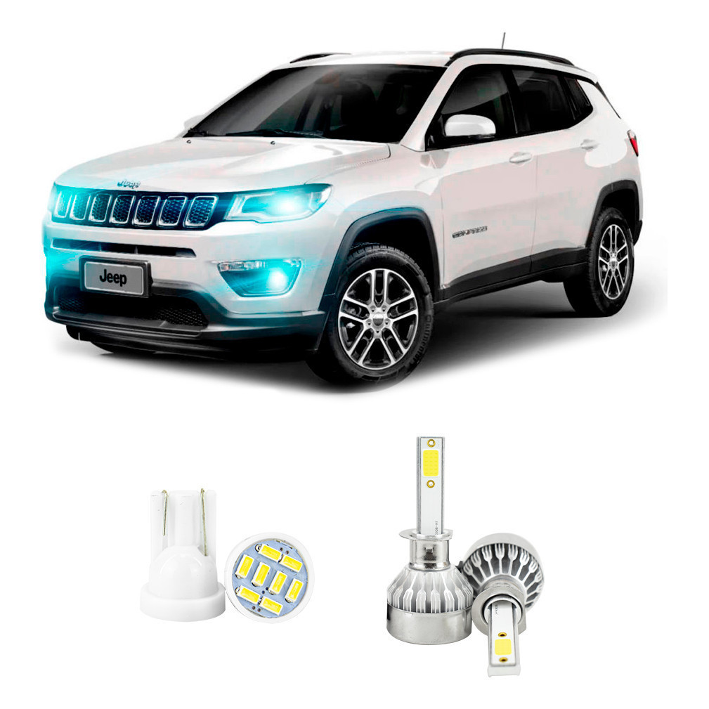 Lampada Led Farol Alto Jeep Compass 2017 A 2022 20000lm