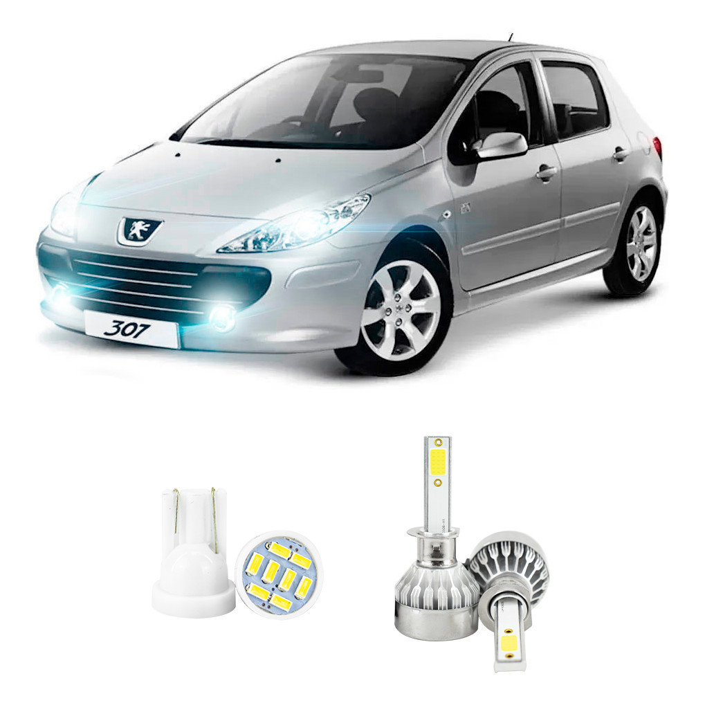 Lampada Led Farol Baixo Peugeot 307 2007 A 2012 20000lm