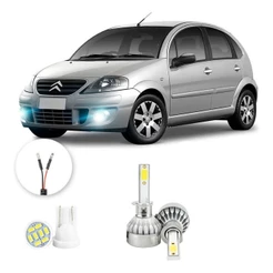 Lampada Farol Milha Led Citroen C3 2003 A 2008 H1 20000lm