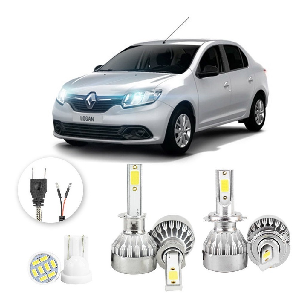 Kit Lampadas Led Renault Logan 2014 A 2020 H1 H7 20000lm em Oferta na Shopee