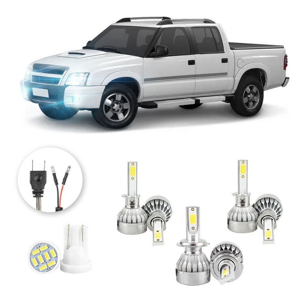 Kit Lampadas Led Chevrolet S10 2001 A 2011 H1 H1 H7 20000lm em Oferta na Shopee