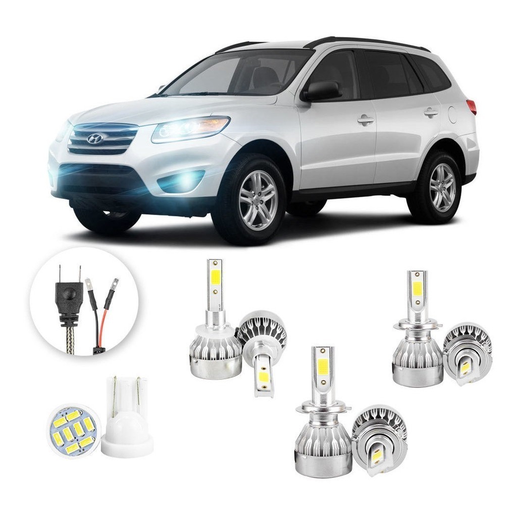 Lampadas Led Hyundai Santa Fe 2007 A 2013 H27 H7 H7 20000lm