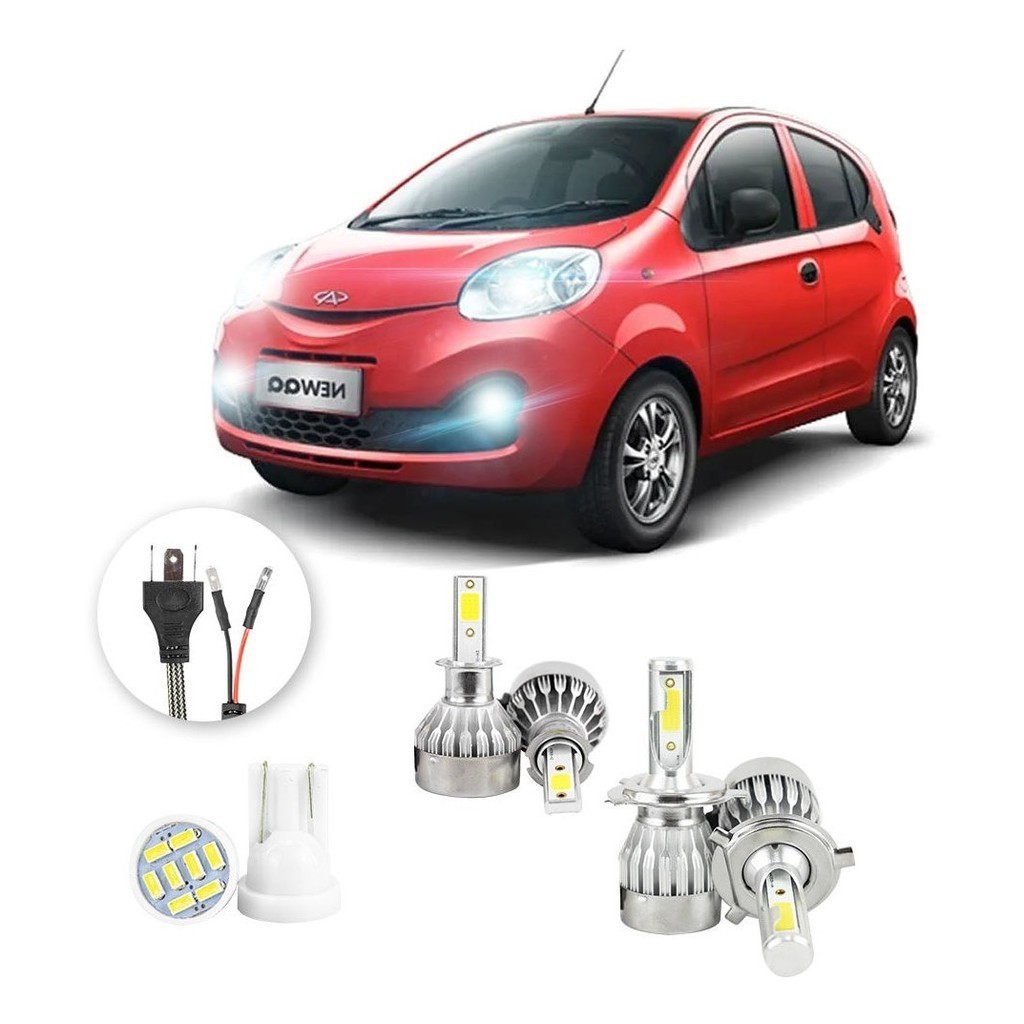 Kit Lampadas Led Chery Qq 2015 A 2016 H4 H3 20000lm