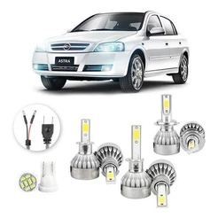 Lâmpadas Ultra Led Chevrolet Astra 20000lm Alto Baixo e Milha + Pingo Led
