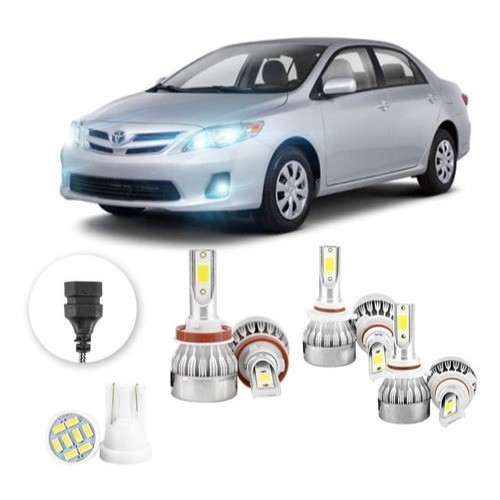 Lâmpadas Ultra Led Toyota Corolla 20000lm Alto Baixo Milha + Pingo Led