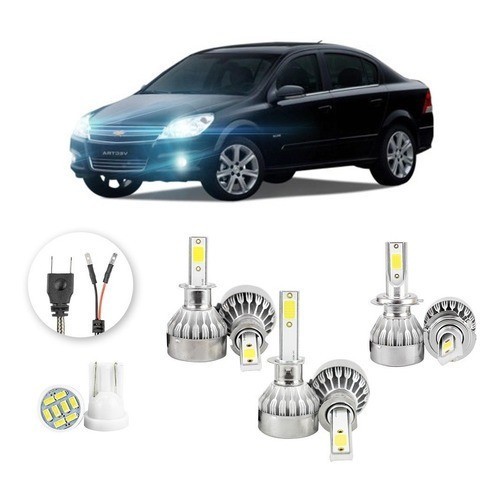 Lâmpadas Ultra Led Chevrolet Vectra 20000lm Alto Baixo e Milha + Pingo Led