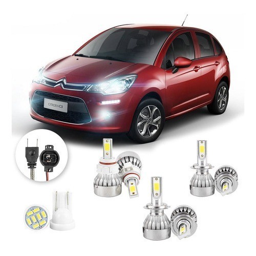 Lâmpadas Ultra Led Citroen C3 20000lm Alto Baixo e Milha + Pingo Led em Oferta na Shopee