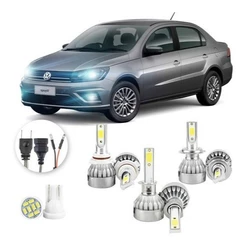 Lâmpadas Ultra Led Volkswagen Voyage 20000lm Alto Baixo e Milha + Pingo Led