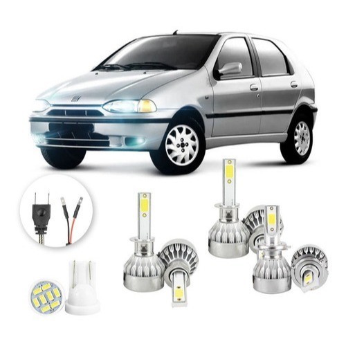 Lâmpadas Ultra Led Fiat Palio G1 20000lm Alto Baixo e Milha + Pingo Led