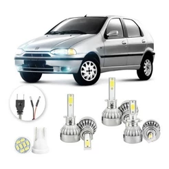 Lâmpadas Ultra Led Fiat Palio G1 20000lm Alto Baixo e Milha + Pingo Led