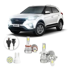Lâmpadas Ultra Led Hyundai Creta 1.6 / 2.0 20000lm Alto Baixo e Milha + Pingo Led