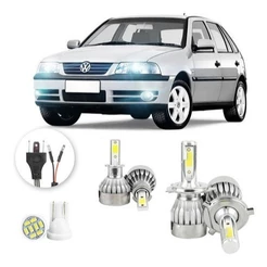 Lâmpadas Ultra Led Volkswagen Gol G3 20000lm Alto Baixo e Milha + Pingo Led